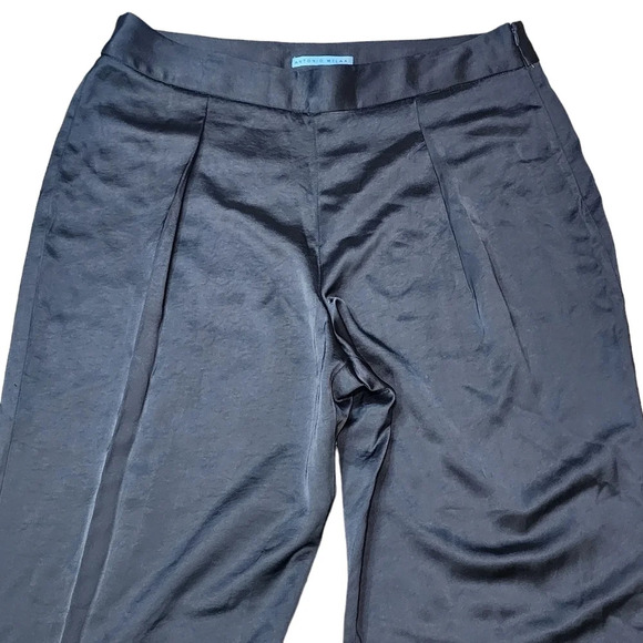 ANTONIO MELANI Satin Black Wide Leg Trousers - Picture 3 of 12